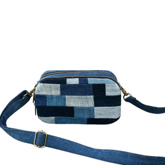 Handmade Upcycled Denim 2 compartment Crossbody Bag