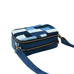 Handmade Upcycled Denim 2 compartment Crossbody Bag