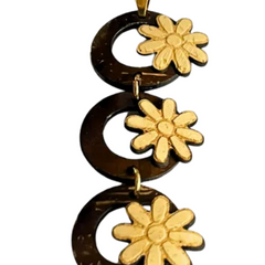 3 Tier Flower Necklace Coconut Earrings