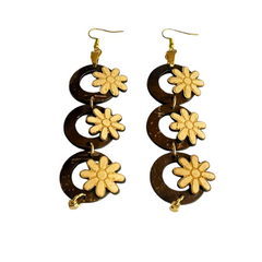 3 Tier Flower Necklace Coconut Earrings
