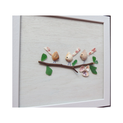 Bird On Tree Branch Painting From Seashell