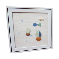 Boat And Fish Seashell Paintings