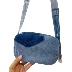Handmade Upcycled Denim Box Shaped Phone Crossbody Bag