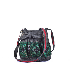 Hand-Woven Brocade Bag With Bow Tie