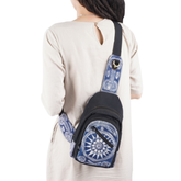 Hand-Woven Brocade Crossbody Backpack