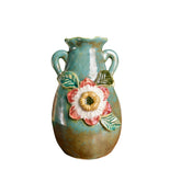 Ceramic Vase With Embossed Floral Design