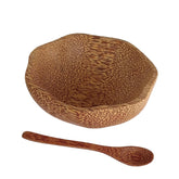 Coconut Wood Bowl with Plum Blossom Design