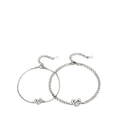 Couple Heart Bracelets Handcrafted 925 Sterling Silver