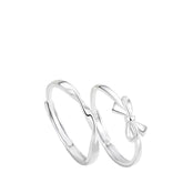 Couple Rings With Bows Handcrafted 999 Fine Silver