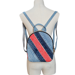 Handmade Upcycled Denim Dahlia Backpack