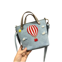 Handmade Upcycled Denim Embroidered Strap Handbag