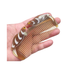 Ethical Handcrafted Buffalo Horn Double Bird Comb