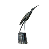 Ethical Handcrafted Buffalo Horn Carved Stork Statue