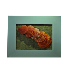 Five Orange Scallop Seashell Painting