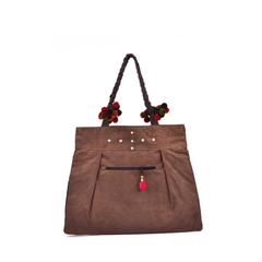 Flat Trapezoidal Hand-Woven Brocade Bag