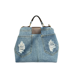 Handmade Upcycled Denim Flat Frame Handbags