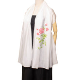 Hand Painted Rose Scarf Mulberry Silk Handcrafted