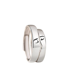 Handcrafted 925 Sterling Silver Kiss-Shaped Couple Rings