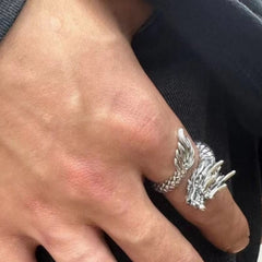 Handcrafted 925 Sterling Silver Men's Dragon Ring