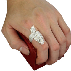Handcrafted 925 Sterling Silver Men's Dragon Ring