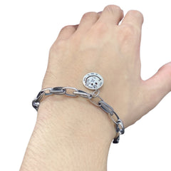 Handcrafted 925 Sterling Silver Men's Bracelet With Smiling Face Design