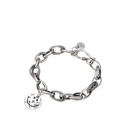 Handcrafted 925 Sterling Silver Men's Bracelet With Smiling Face Design