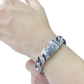 Handcrafted 925 Sterling Silver Men's Bracelet With Leopard Head Design