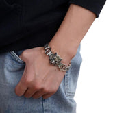 Handcrafted 925 Sterling Silver Tiger Bracelet For Men