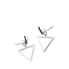Handcrafted 925 Sterling Silver Women's Two-Tiered Triangular Earrings