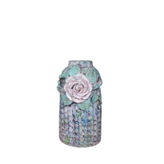 Handcrafted Bat Trang Ceramic Vase With Embossed Design 01