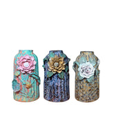 Handcrafted Bat Trang Ceramic Vase With Embossed Design 02