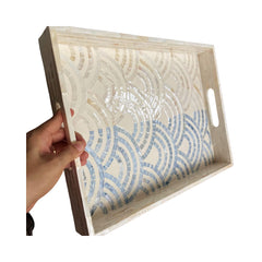 Handcrafted Rectangular Tray With Mother Of Pearl Inlay 3