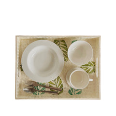 Handcrafted Rectangular Tray With Mother Of Pearl Inlay 5