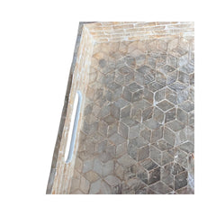 Handcrafted Rectangular Tray With Mother Of Pearl Inlay