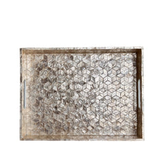 Handcrafted Rectangular Tray With Mother Of Pearl Inlay