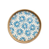 Handcrafted Round Rattan Tray With Mother Of Pearl Inlay 1