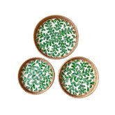 Handcrafted Round Rattan Tray With Mother Of Pearl Inlay