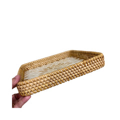 Handcrafted Square Tray Rattan Tray With Mother Of Pearl Inlay 1