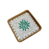 Handcrafted Square Tray Rattan Tray With Mother Of Pearl Inlay 3