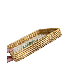 Handcrafted Square Tray Rattan Tray With Mother Of Pearl Inlay 3