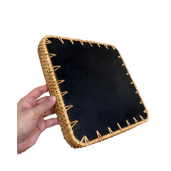 Handcrafted Square Tray Rattan Tray With Mother Of Pearl Inlay