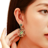 Handcrafted Abalone Shell Silver Maze Earrings