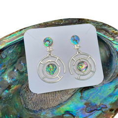 Handcrafted Abalone Shell Silver Maze Earrings