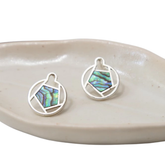 Handcrafted Hexagonal Mother Of Pearl Silver Earrings