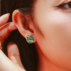 Handmade Abalone Shell Silver Earrings