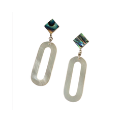 Handmade Abalone Shell Silver Earrings