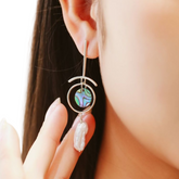 Handmade Abalone Shell Silver Moon Earrings