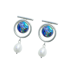 Handmade Small Abalone Shell Silver Earrings