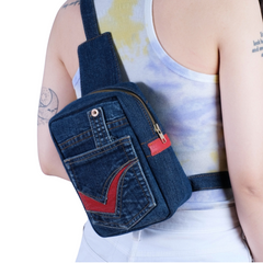 Handmade Upcycled Denim Boxy Crossbody Bag