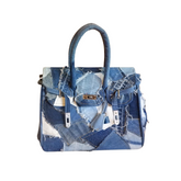 Handmade Upcycled Denim Birkin Bag